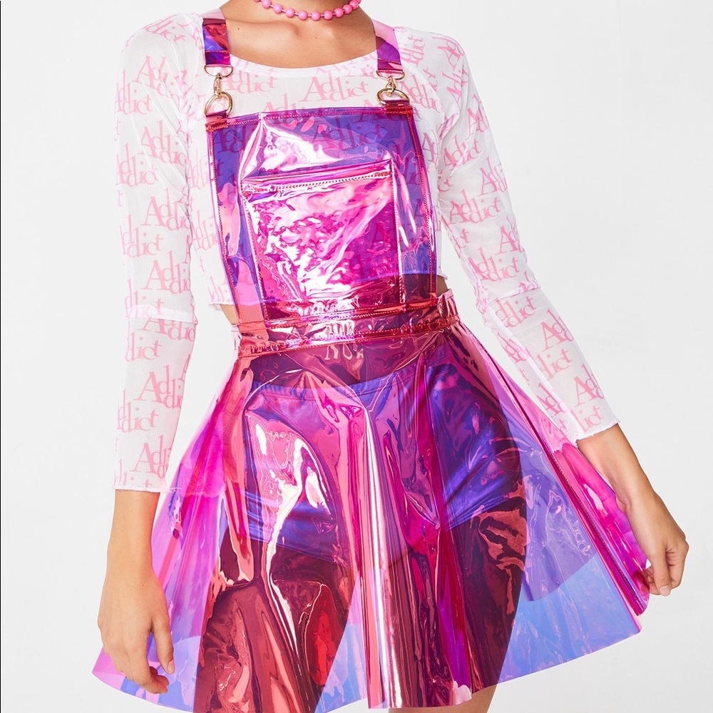 Candy girl hologram overall dress